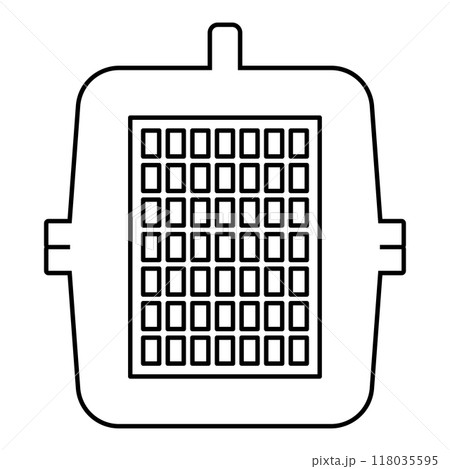 Box for domestic animal pet carrier case crate contour outline line icon black color vector illustration image thin flat style 118035595