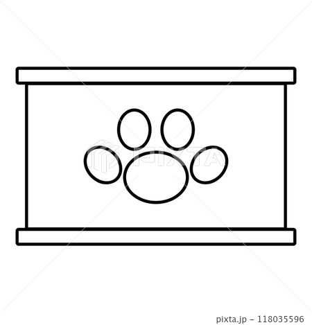 Canned pet food can dog care contour outline line icon black color vector illustration image thin flat style Canned pet food can dog care contour outline line icon black color vector illustration image thin flat style 118035596