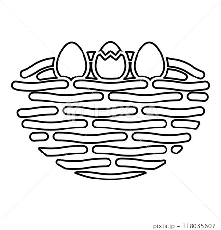 Bird's nest bird with egg contour outline line icon black color vector illustration image thin flat style Bird's nest bird with egg contour outline line icon black color vector illustration image thin flat style 118035607