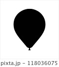 One black balloon silhouette on white background. Balloon icon sign vector illustration design. 118036075