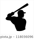 Stock Vector ID: 2483654131  Baseball player vector silhouette on white background. Baseball player icon flat illustration design. 118036096