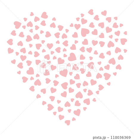 ハートで作ったハートの形　薄い赤色	 118036369