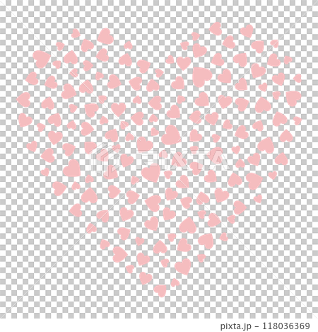 ハートで作ったハートの形　薄い赤色	 118036369