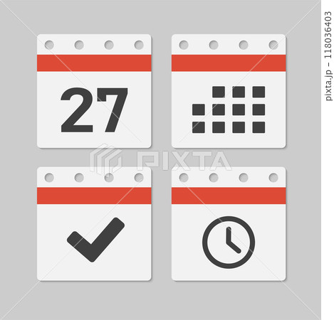 Icon page calendar - 27 day, agenda, timer, done 118036403