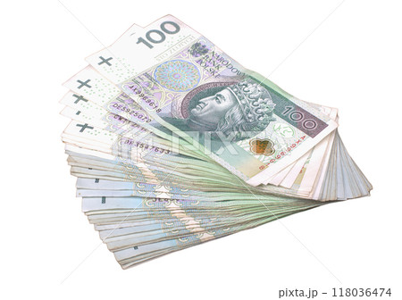 Fanned Stack of Polish 100 Zloty Banknotes Fanned Stack of Polish 100 Zloty Banknotes 118036474