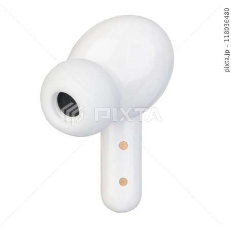 White Wireless Earbud Side View 118036480
