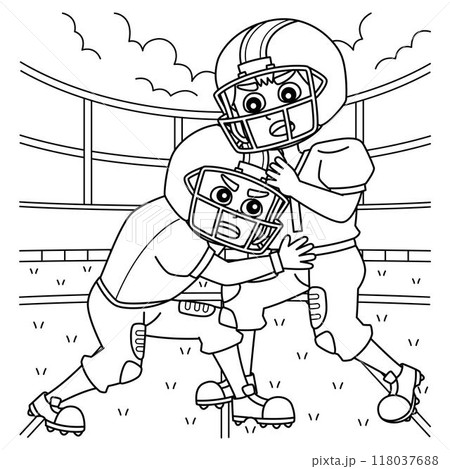 American Football Players Pushing Coloring Page American Football Players Pushing Coloring Page 118037688