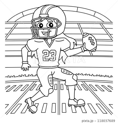 American Football Female Player Coloring Page 118037689