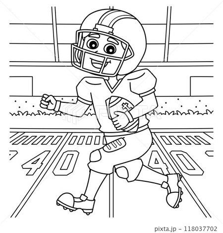American Football Player Running a Ball Coloring 118037702