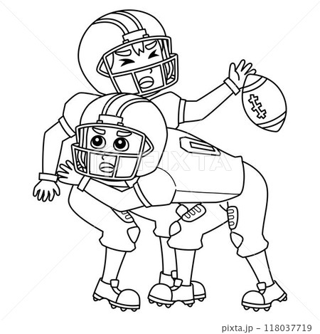 American Football Player Tackle Isolated Coloring  118037719