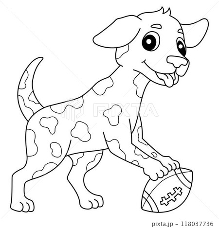 American Football Dog Playing Isolated Coloring  118037736