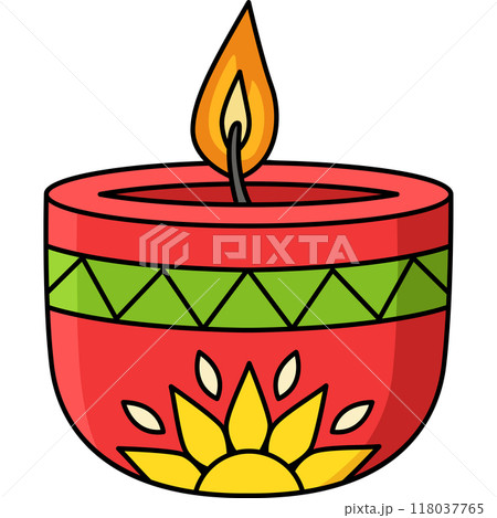Diwali Candle Cartoon Colored Clipart Illustration Diwali Candle Cartoon Colored Clipart Illustration 118037765
