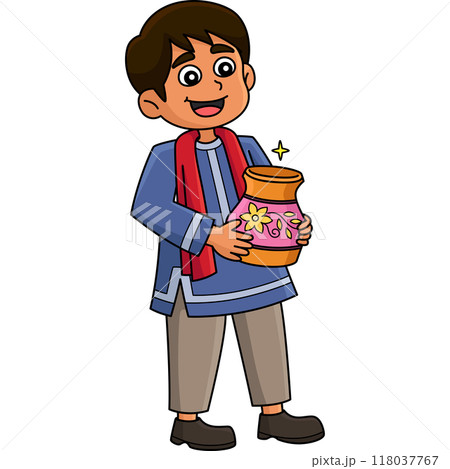 Diwali Boy Holding a Pot Cartoon Colored Clipart Diwali Boy Holding a Pot Cartoon Colored Clipart 118037767