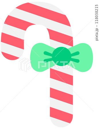 Cute Sweet Christmas red candy cane with green bow ribbon Cute Sweet Christmas red candy cane with green bow ribbon 118038215