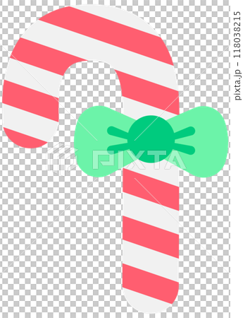 Cute Sweet Christmas red candy cane with green bow ribbon Cute Sweet Christmas red candy cane with green bow ribbon 118038215