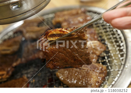 Korean bbq. LA marinated beef ribs 118038252