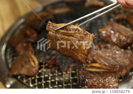 Korean bbq. LA marinated beef ribs 118038279