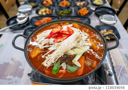 Korean spicy seafood dishes. Braised Cutlassfish 118039056