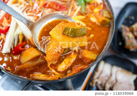 Korean spicy seafood dishes. Braised Cutlassfish 118039066