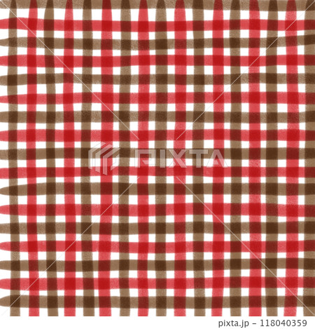 Red Brown Gingham Check Hand Drawn Background Overlay Red Brown Gingham Check Hand Drawn Background Overlay 118040359