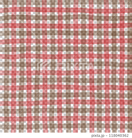 Red Brown Gingham Check Hand Drawn Background Overlay 118040362