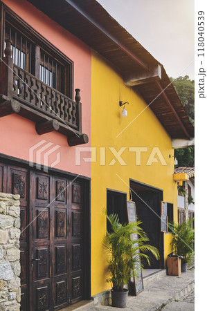 Picturesque rustic cabin house in the town of Galipan, Caracas - Venezuela. Eco house concept. 118040539