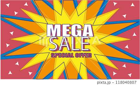 Mega sale banner discount promotion template, special offers banner template design, big sale special offer, sale flat discount and special offer tag, mega offer social media template 118040807