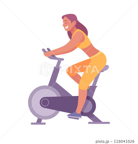 Woman Character Cycling Enjoy Sport Activity Vector Illustration Woman Character Cycling Enjoy Sport Activity Vector Illustration 118041026