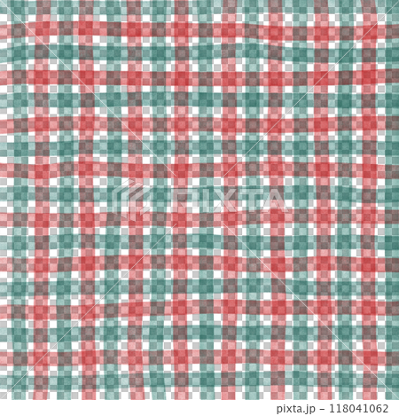 Red Green Gingham Check Hand Drawn Background Overlay 118041062