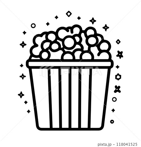 popcorn icon or modern line symbol. Vector line art and icon design with bold outline. Black and white Pixel Perfect minimalistic symbol isolated white background. Silhouette simple thin sign 118041525