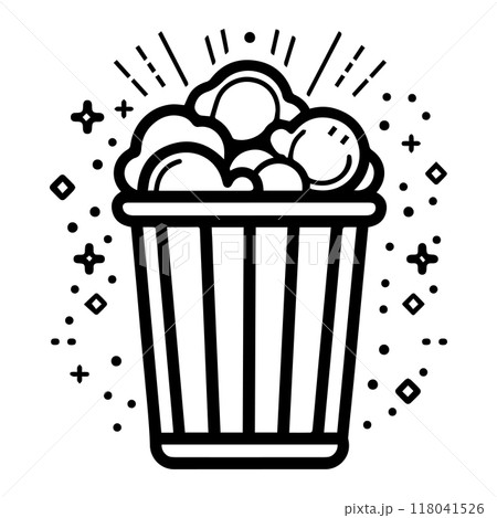 popcorn icon or modern line symbol. Vector line art and icon design with bold outline. Black and white Pixel Perfect minimalistic symbol isolated white background. Silhouette simple thin sign 118041526