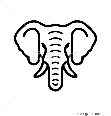 elephant head icon or modern line symbol. Vector line art and icon design with bold outline. Black and white Pixel Perfect minimalistic symbol isolated white background. Silhouette simple thin sign 118041536