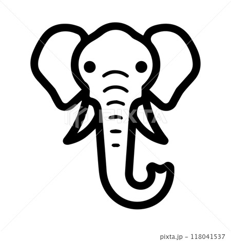 elephant head icon or modern line symbol. Vector line art and icon design with bold outline. Black and white Pixel Perfect minimalistic symbol isolated white background. Silhouette simple thin sign elephant head icon or modern line symbol. Vector line art and icon design with bold outline. Black and white Pixel Perfect minimalistic symbol isolated white background. Silhouette simple thin sign 118041537