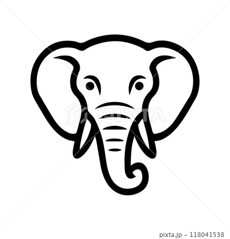 elephant head icon or modern line symbol. Vector line art and icon design with bold outline. Black and white Pixel Perfect minimalistic symbol isolated white background. Silhouette simple thin sign elephant head icon or modern line symbol. Vector line art and icon design with bold outline. Black and white Pixel Perfect minimalistic symbol isolated white background. Silhouette simple thin sign 118041538