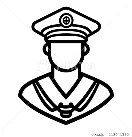 sailor icon or modern line symbol. Vector line art and icon design with bold outline. Black and white Pixel Perfect minimalistic symbol isolated white background. Silhouette simple thin sign 118041550