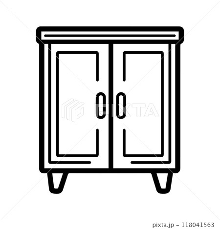 cupboard icon or modern line symbol. Vector line art and icon design with bold outline. Black and white Pixel Perfect minimalistic symbol isolated white background. Silhouette simple thin sign 118041563