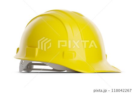 Yellow Construction Hard Hat Isolated on a White Background. Yellow Construction Hard Hat Isolated on a White Background. 118042267