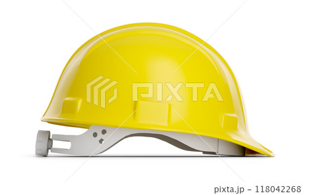 Yellow Construction Hard Hat Isolated on a White Background. 118042268
