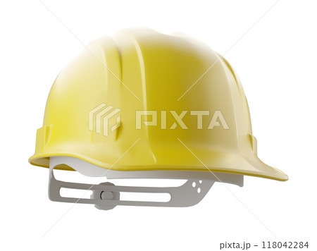 Yellow Construction Hard Hat Isolated on a White Background. 118042284