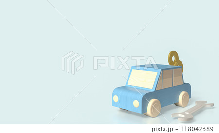 The blue car wind up and tool for service  or automobiles concept 3d rendering. 118042389