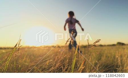 Feet legs of child kicking soccer ball. Child kid girl playing football alone at sunset in yellow autumn spring field. Cheerful happy kid child girl enjoying sunset game, playing soccer, having fun. Feet legs of child kicking soccer ball. Child kid girl playing football alone at sunset in yellow autumn spring field. Cheerful happy kid child girl enjoying sunset game, playing soccer, having fun. 118042603