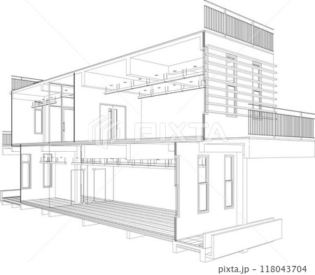 3D illustration of building project 118043704