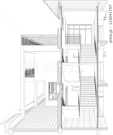 3D illustration of building project 3D illustration of building project 118043707