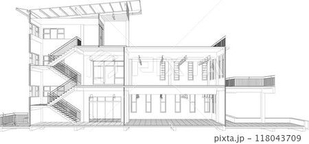 3D illustration of building project 118043709