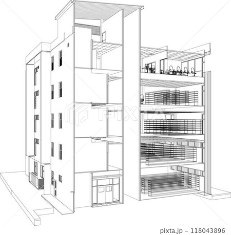 3D illustration of building project 118043896