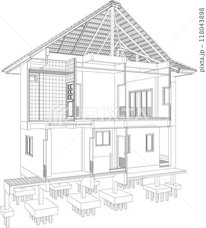 3D illustration of building project 118043898