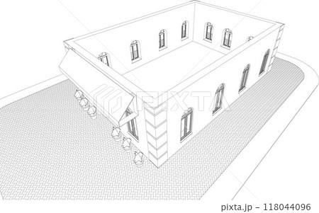 3D illustration of building project 118044096