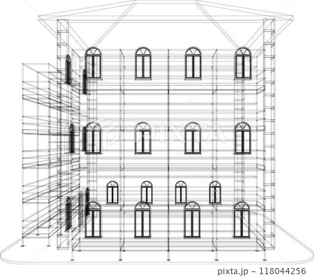 3D illustration of building project 118044256