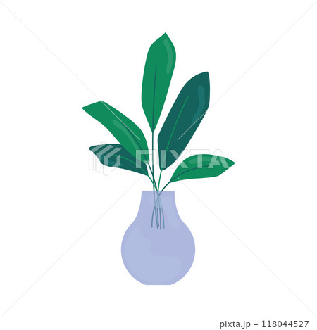 Green potted plant in simple cartoon style Vector Green potted plant in simple cartoon style Vector 118044527