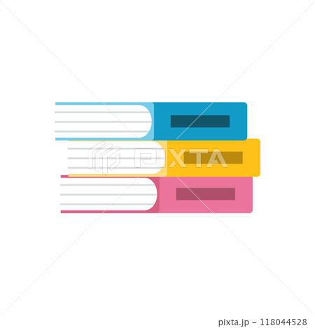 Colorful stacked books in minimalist design Vector Colorful stacked books in minimalist design Vector 118044528